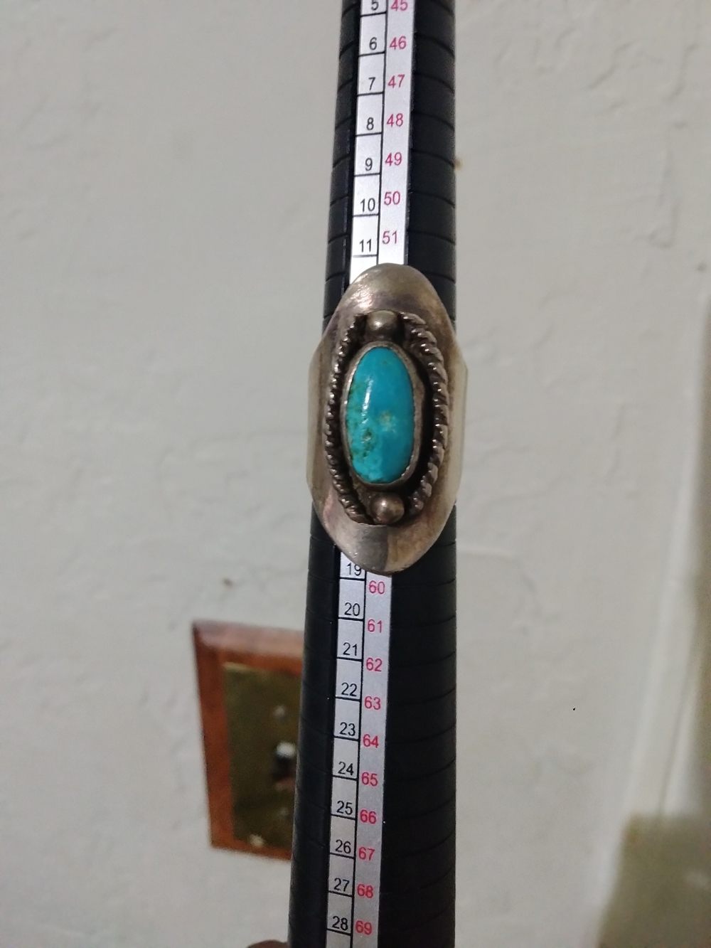Vintage Turquoise Oval Sterling Style Statement Ring 7 1/2 - Blue